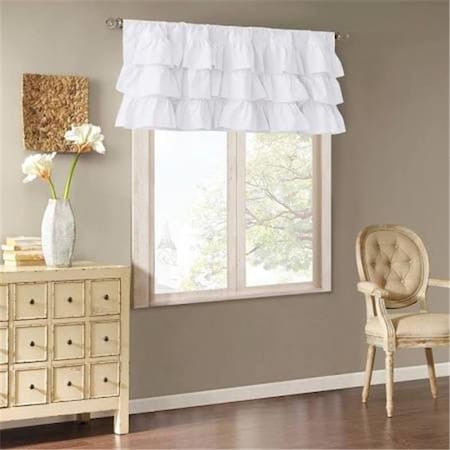 Madison Park Madison Park MP41-5174 50 x 18 in. Cotton Oversized Ruffle Valance; White MP41-5174